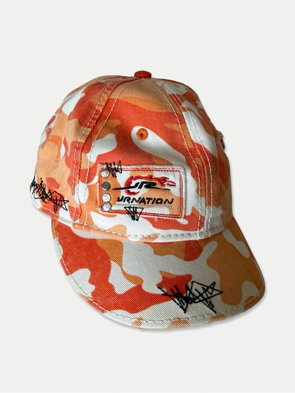 Vintage Y2K Chase Authentics Dale Jr. NASCAR Orange Camo m Racing Hat Cap